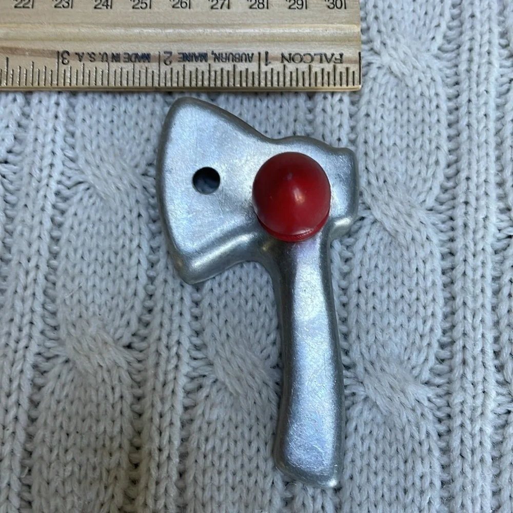VTG Tomahawk Axe cookie cutter wooden red knob aluminum